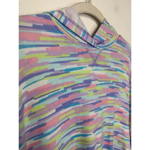 Lands End Girls XL Rainbow Hoodie Warm Lavender Painted Striped Long Sleeve NWOT - Picture 3 of 11